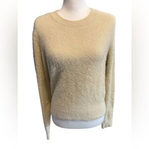 Spiritual Gangster Cream Tan Crewneck Long Sleeve Eyelash Sweater Sz Medium